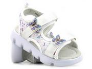 Buty dla dziewczynek - Sandałki dziecięce z cekinami i motylkami - Miss E 23DZ23-5871, białe - miniaturka - grafika 1