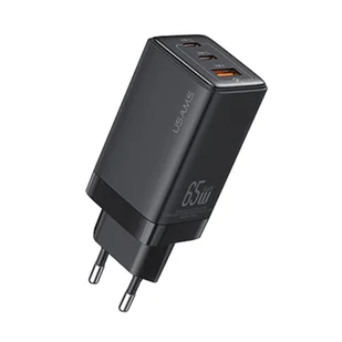 USAMS Ład. siec. 2xUSB-C+1xUSB 65W (only head) GaN PD3.0 +QC3.0 Fast Charging czarny/black Sandru Series CC180TC01 (US-CC180) - Ładowarki do telefonów - miniaturka - grafika 10
