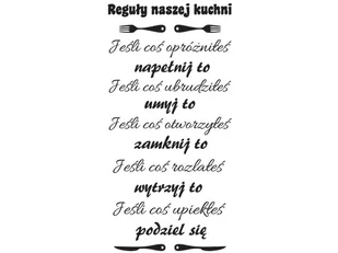 Cytaty, Reguły naszej kuchni, Naklejka ścienna wielokrotnego użytku, 100x200 cm - Naklejki na ścianę - miniaturka - grafika 1