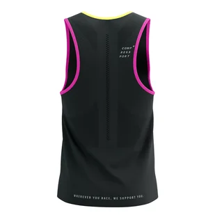 COMPRESSPORT Koszulka biegowa PRO RACING SINGLET black/safe yellow/neo pink - Bielizna sportowa męska - miniaturka - grafika 5