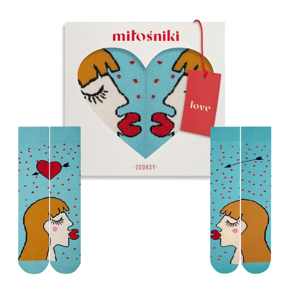 Skarpetki dla zakochanych (2x ciemny blond) r.36-40 + pudełko