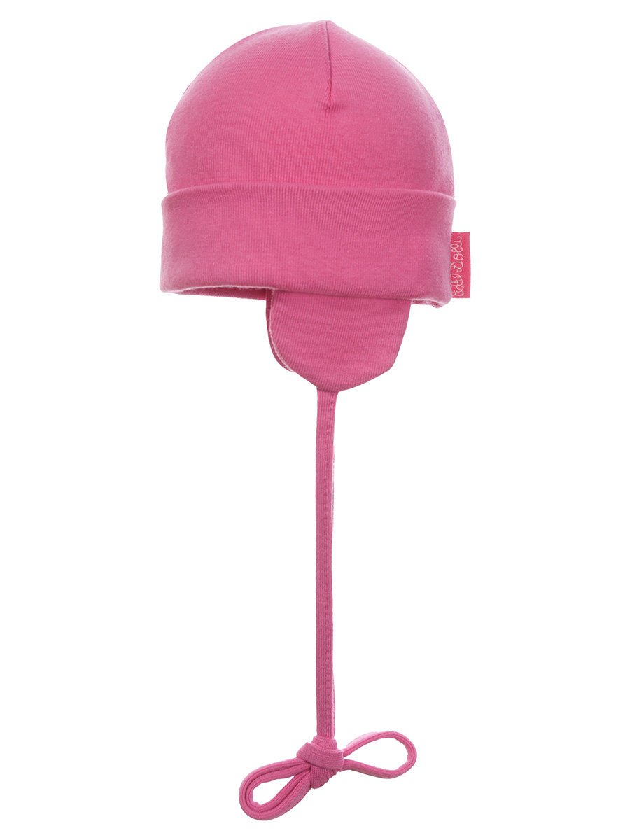 Dziecięca czapka wiązana z dżerseju różowa Doll r.35