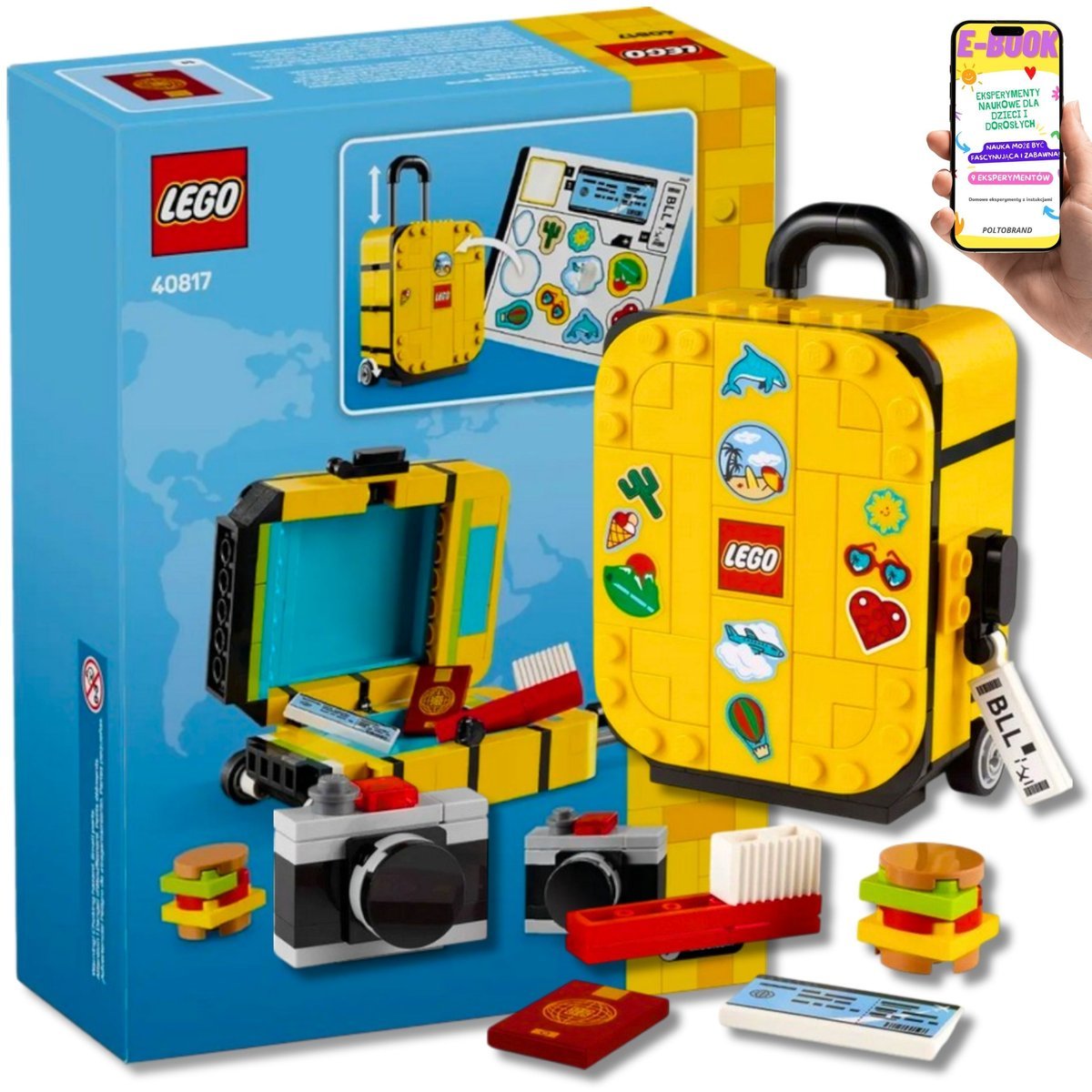 LEGO PREZENT DLA DZIECKA - Żółta Walizka Podróżna Walizeczka Walizka 40817 + EBOOK