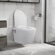 Miski WC - VidaXL Wisząca toaleta bez kołnierza z funkcją bidetu, ceramika, biała - miniaturka - grafika 1