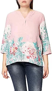 Bonateks, Tunezyjska górna część kołnierza z nadrukami kwiatowymi i długimi nakładanymi rękawami, 100% len, rozmiar DE:40, rozmiar US: L, topy, satyna - wyprodukowano we Włoszech, wielokolorowy, 40 - Koszulki i topy damskie - miniaturka - grafika 1