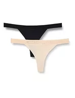 Majtki damskie - KARL LAGERFELD Kobiety Ultralekkie Figi Tanga Z Logo Karl (Zestaw 2), Czarny/Beżowy, L - miniaturka - grafika 1