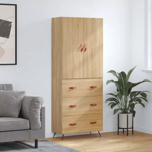 vidaXL Witrynka, dąb sonoma, 69,5x34x180 cm, materiał drewnopochodny - Witryny - miniaturka - grafika 1