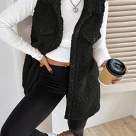 Kurtki damskie - TEMU Elegancka Damska Marynarka Bez Rękawów z Kołnierzem Klapowym i Zapięciem na Jedno - Beżowa/Brązowa/Piaskowy Skóry/Czarna/Szara/Biała - - miniaturka - grafika 1