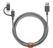 Kable USB - Kabel USB Native Union Belt Cable Universal - kabel USB-A - USB-C/lightning/microUSB, 2 m zebry - miniaturka - grafika 1