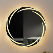 Lustra - WISFOR Lustro łazienkowe LED okrągłe 60 cm, lustro ścienne z przełącznikiem dotykowym, ściemniacz przeciwmgielny do makijażu w łazience i sypialni, 3 kolory światła, energooszczędność IP56 - miniaturka - grafika 1