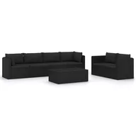 Meble ogrodowe - vidaXL 7-częściowy zestaw mebli do ogrodu, poduszki, rattan PE, czarny 3059501 - miniaturka - grafika 1