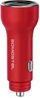 Ładowarki samochodowe - Ładowarka samochodowa Dual USB Somostel SMS-A89 + kabel USB-C czerwona - miniaturka - grafika 1