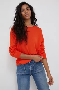 Swetry damskie - Benetton United Colors of United Colors of sweter z domieszką wełny damski kolor pomarańczowy lekki - grafika 1