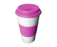 Kubki termiczne - Kubek termiczny stalowy TUMBLER Coffee 460 ml TERMIO (biały/różowy) - miniaturka - grafika 1