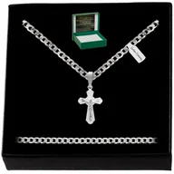 Biżuteria dla dzieci - PIĘKNY SREBRNY ŁAŃCUSZEK PANCERKA Z KRZYŻYKIEM 925 - miniaturka - grafika 1