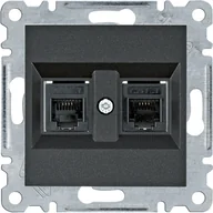Gniazdka elektryczne - Hager Gniazdo telefoniczne RJ11 podw. LUMINA - czarny mat - miniaturka - grafika 1