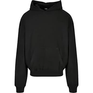 Bluzy męskie - Urban Classics Męska bluza z kapturem Rib Terry Boxy Hoody Sweatshirt, czarna, 5XL, czarny, 5XL - miniaturka - grafika 1
