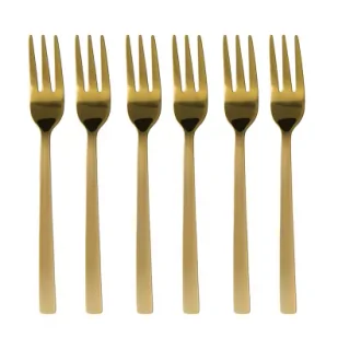 Kulig Komplet widelczyków do ciasta Piano gold w pudełku 29514 6 szt. - Zestawy sztućców - miniaturka - grafika 1