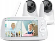 Elektroniczne nianie i monitory oddechu - FAKEME niania elektroniczna dwie kamery z dzielonym ekranem audio i wideo - miniaturka - grafika 1