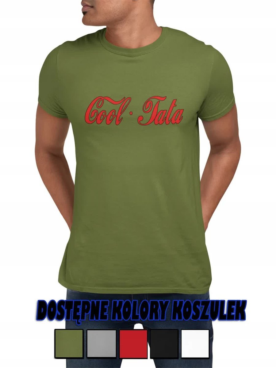 T-Shirt Koszulka Męska Dzień Taty Dla Taty Cool Tata Cola Napis Śmieszne- L
