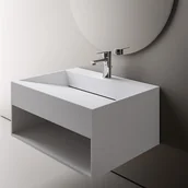 Umywalki - Bernstein Umywalka ścienna TWG71 odlew mineralny - biały mat - 80 cm - miniaturka - grafika 1