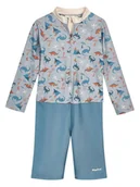 Kąpielówki dla chłopców - Playshoes Strój kąpielowy "Dino" w kolorze niebieskim ze wzorem - miniaturka - grafika 1