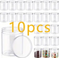 Inne - TEMU 10 szt. 250ml Przezroczyste Plastikowe Słoiki do Przechowywania Żywności - Wielokrotnego Użytku, Przenośne na Przekąski, Podróże i Organizację - miniaturka - grafika 1