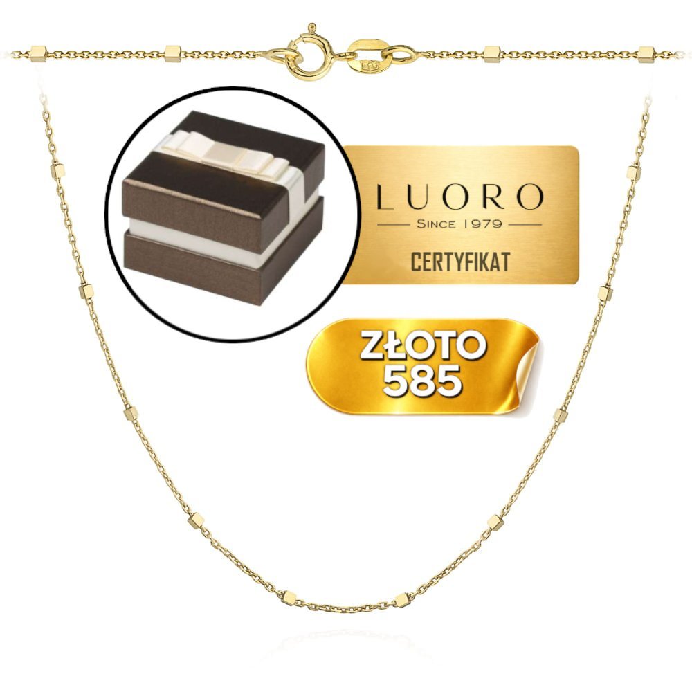 NASZYJNIK ZŁOTY 585 14K DELIKATNE KOSTECZKI CELEBRYTKA 50 CM ELEGANCKI