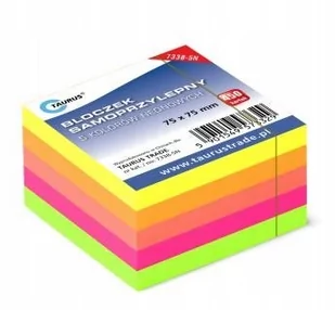 TAURUS Karteczki samoprzylepne 75x75/450 neon 5kol - Etykiety samoprzylepne i bloki etykiet - miniaturka - grafika 1