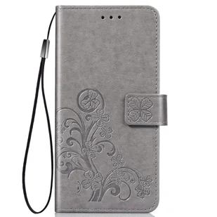Etui na telefon komórkowy Pokrowiec ochronny Etui z klapką Uchwyt na kartę Kwiaty, Kolor: Szary, Wybierz model: Samsung Galaxy S20 Plus - Etui i futerały do telefonów - miniaturka - grafika 1
