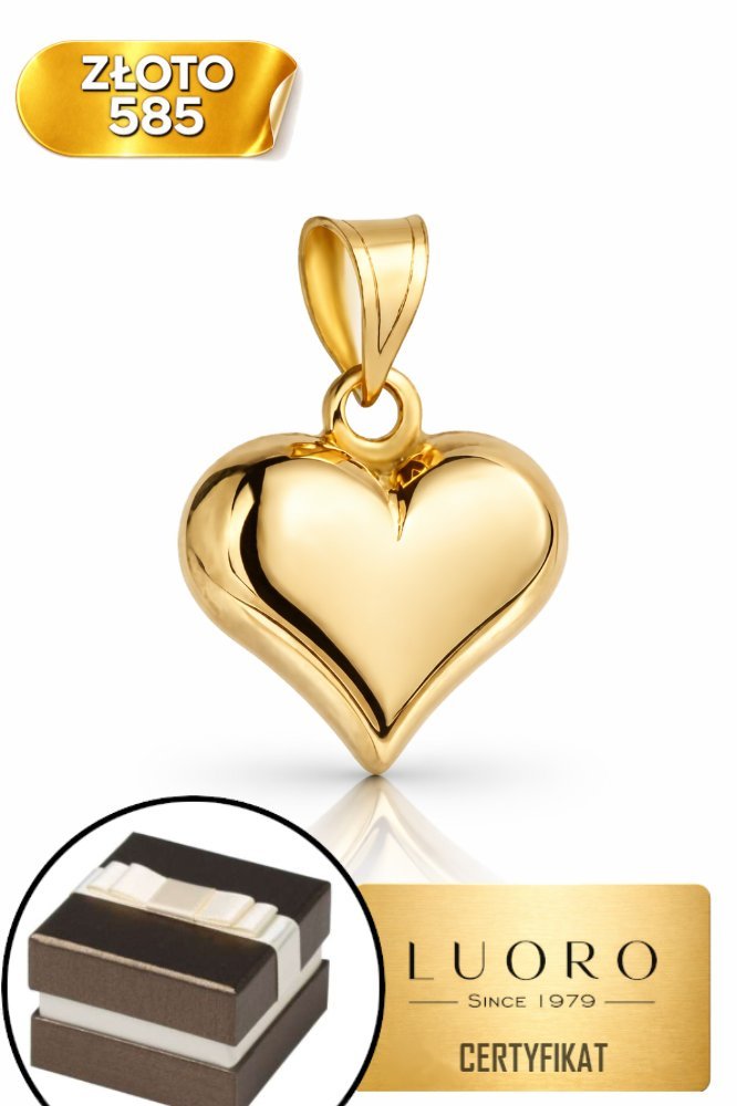 ZAWIESZKA ZŁOTA 585 14K SERCE WYPUKŁE 1,7 CM ELEGANCKA KLASYKA