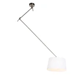 Lampy sufitowe - QAZQA Lampa wisząca regulowana stal klosz lniany biały 35cm - Blitz I - miniaturka - grafika 1