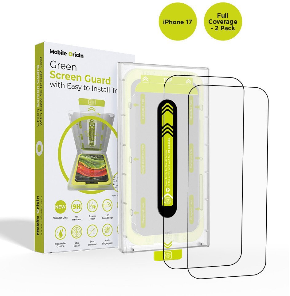 Mobile Origin Screen Guard with easy applicator, full coverage, 2 pack - iPhone 17