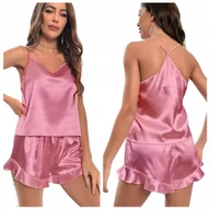 Piżamy damskie - Piżama satynowa spodenki top dwuczęściowa - XXL - miniaturka - grafika 1