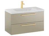 Szafki łazienkowe - Szafka Wisząca Z Umywalką RON 80 cm - Cappuccino Mat - Uchwyty Złote Szczotkowane - miniaturka - grafika 1