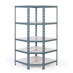 Narożny regał półkowy, 1800 x 900 x 600 mm, nośność 175 kg - Szafy i regały magazynowe - miniaturka - grafika 1