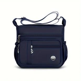 TEMU Torebka damska na ramię, nylonowa, w jednolitym kolorze, w casualowym stylu, z regulowanym paskiem, zapięciem na zamek błyskawiczny, wieloma - Torebki damskie - miniaturka - grafika 1