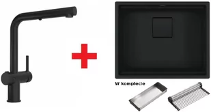 ZESTAW | zlew + bateria FRANKE Kanon KNG 110-52 czarny mat + ACTIVE TWIST czarny mat (125.0697.692) __TERAZ_dodatkowy_RABAT_10+3%__wpisz_w_koszyku_FRA10___RATY_0%___info:226674000__ - Okapy kuchenne - miniaturka - grafika 1