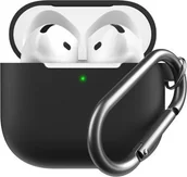 Pozostałe akcesoria do telefonów - KeyBudz Elevate Keychain - silikonowe etui ochronne do AirPods 4 gen. black - miniaturka - grafika 1