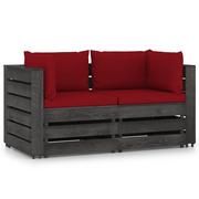 Sofy ogrodowe - VidaXL Lumarko Ogrodowa sofa 2-os z poduszkami, impregnowane na szaro drewno 3068165 VidaXL - miniaturka - grafika 1