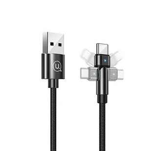 USAMS Kabel pleciony obrotowy U60 2A USB-C czarny/black 1m SJ477USB01 (US-SJ477) - Kable USB - miniaturka - grafika 3