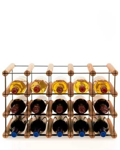 Regał Na Wino Stojak Na 15 Butelek Szklanych/ Pet — Rw-8/ 5X3 — Brązowy Brązowy Metal + Drewno Rw-8-5X3-15_O_Br / Wamar-Sosenka - Stojaki na wino - miniaturka - grafika 1