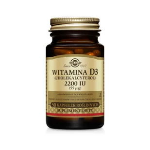 Solgar Witamina D3 2200 IU 55 mcg) 50 kapsułek roślinnych - Witaminy i minerały - miniaturka - grafika 1