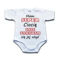 Body dla niemowląt - Mam super ciocię i nie zawaham się jej użyć 92 krótki rękaw - miniaturka - grafika 1