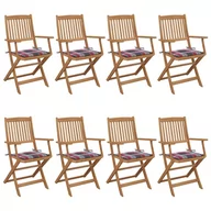Fotele i krzesła ogrodowe - vidaXL Lumarko Składane krzesła ogrodowe z poduszkami, 8 szt., drewno akacjowe! 3074980 - miniaturka - grafika 1
