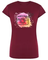 Koszulki i topy damskie - T-Shirt damski nadruk Aparat Kolorowe Tło r.XL - miniaturka - grafika 1