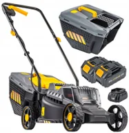 Kosiarki - Powermat KOSIARKA AKUMULATOROWA 20V 4AH ŁADOWARKA 2X BATERIA MOCNA LEKKA KOSZ 30L - miniaturka - grafika 1