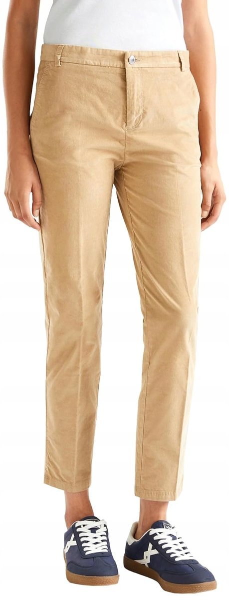 UNITED COLORS OF BENETTON BEŻOWE SPODNIE CHINOS Z WYSOKIM STANEM 48 J5E