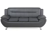 Sofy i kanapy - Shumee Shumee Sofa 3-osobowa ekoskóra szara LEIRA 73968 - miniaturka - grafika 1