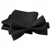 Krawaty i muchy męskie - Zestaw mucha + poszetka - czarna - miniaturka - grafika 1